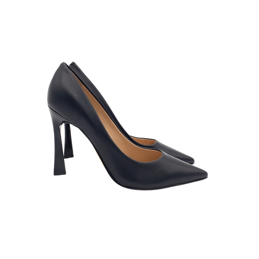Womens Sassie True Black Suedette Stiletto Block-Heel Platform Sandal |  Nina Shoes
